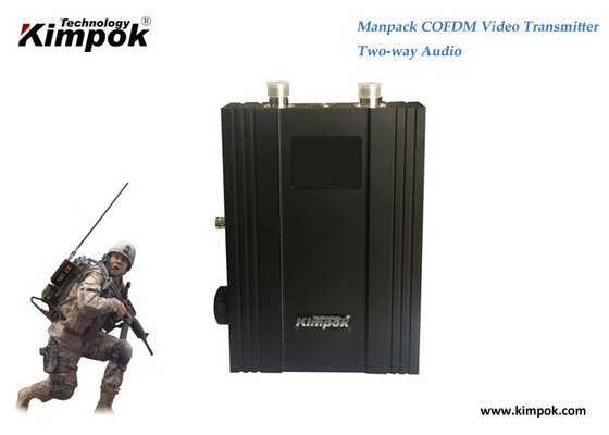 300 - 900Mhz COFDM Video Transmitter , 5W HD Wireless Digital AV Sender 3km NLOS Manpack