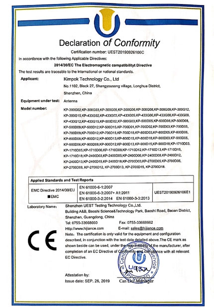 China Kimpok Technology Co., Ltd Certification